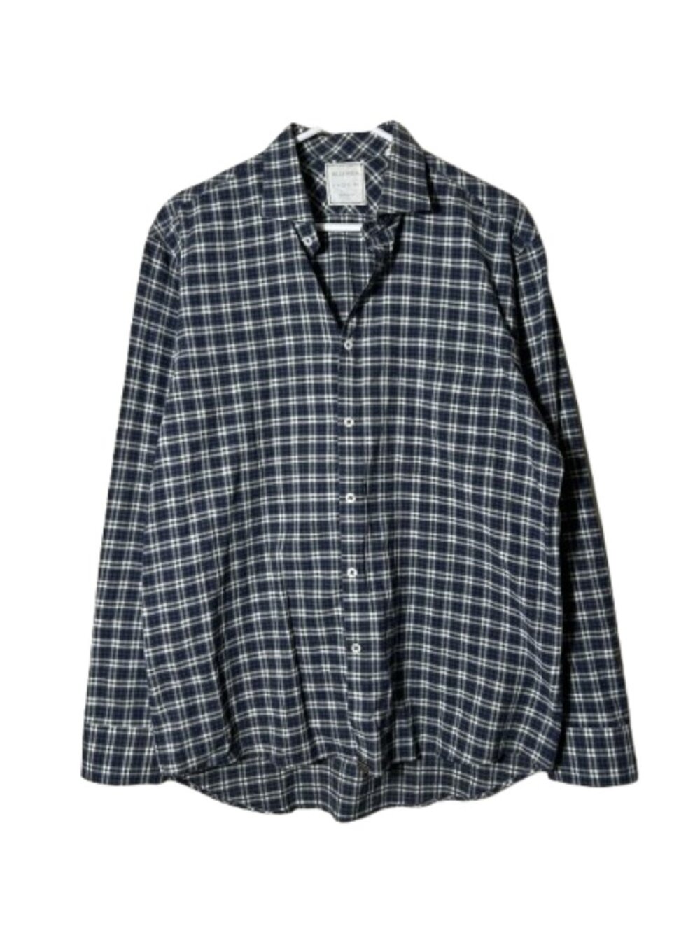 Billy Reid tuscumbia plaid print cotton long sleeve shirt men's L blue gray
